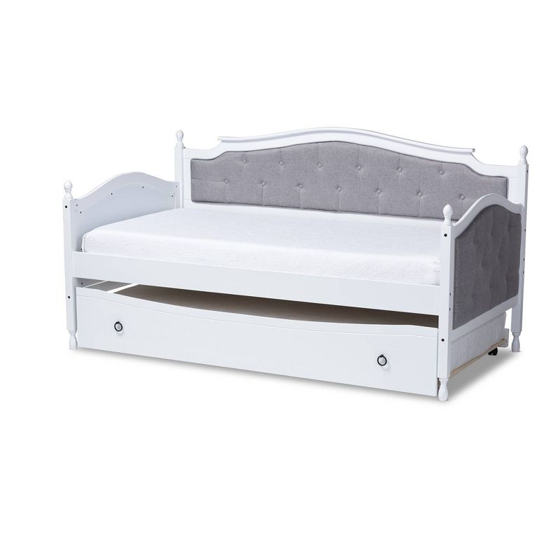 Twin Marlie Upholstered Daybed with Trundle Gray/White - Baxton Studio, 1 of 14