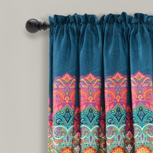 Lush Décor Boho Chic Light Filtering Window Curtain Panels Turquoise/Navy 52X63+2 Set - 1 of 4