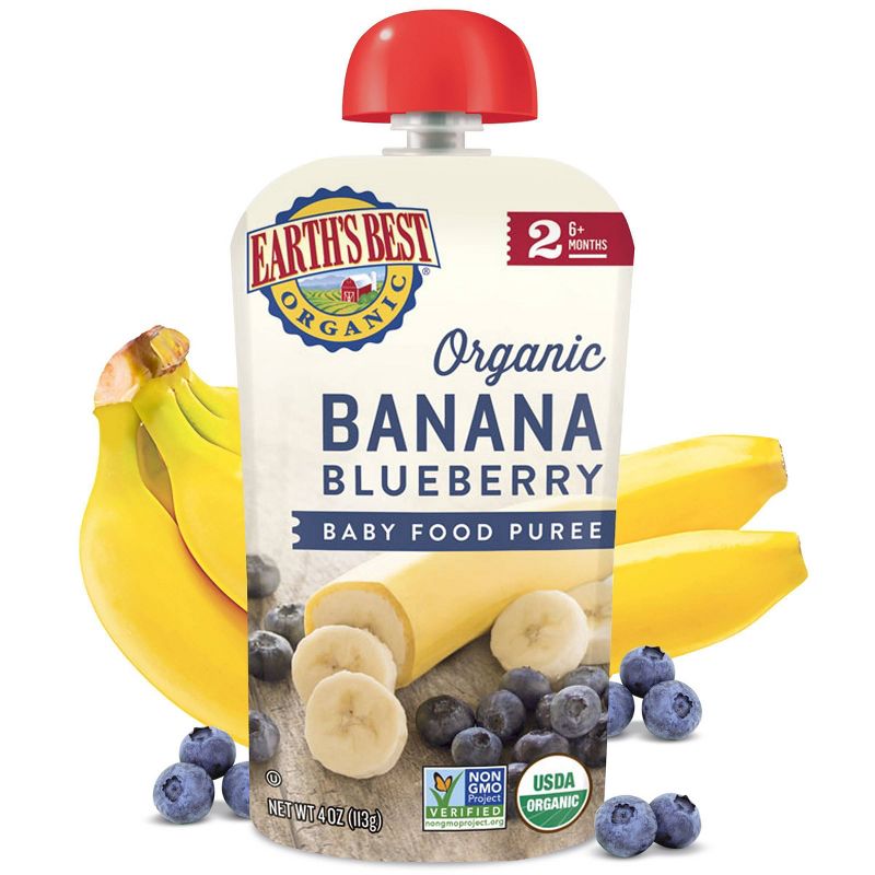Earth&#39;s Best Organic 4pk Banana Blueberry Baby Food Pouch - 16oz, 4 of 5