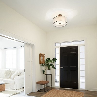 Elegant Pewter 20" Drum Ceiling Light with White Organza Shade