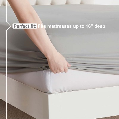 Twin Silver Gray Organic Cotton Microfiber Deep Pocket Sheet Set