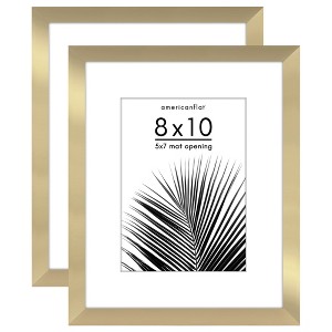 Americanflat 2 Pack of Picture Frames with Mat - Plexiglass Cover - 1 of 4
