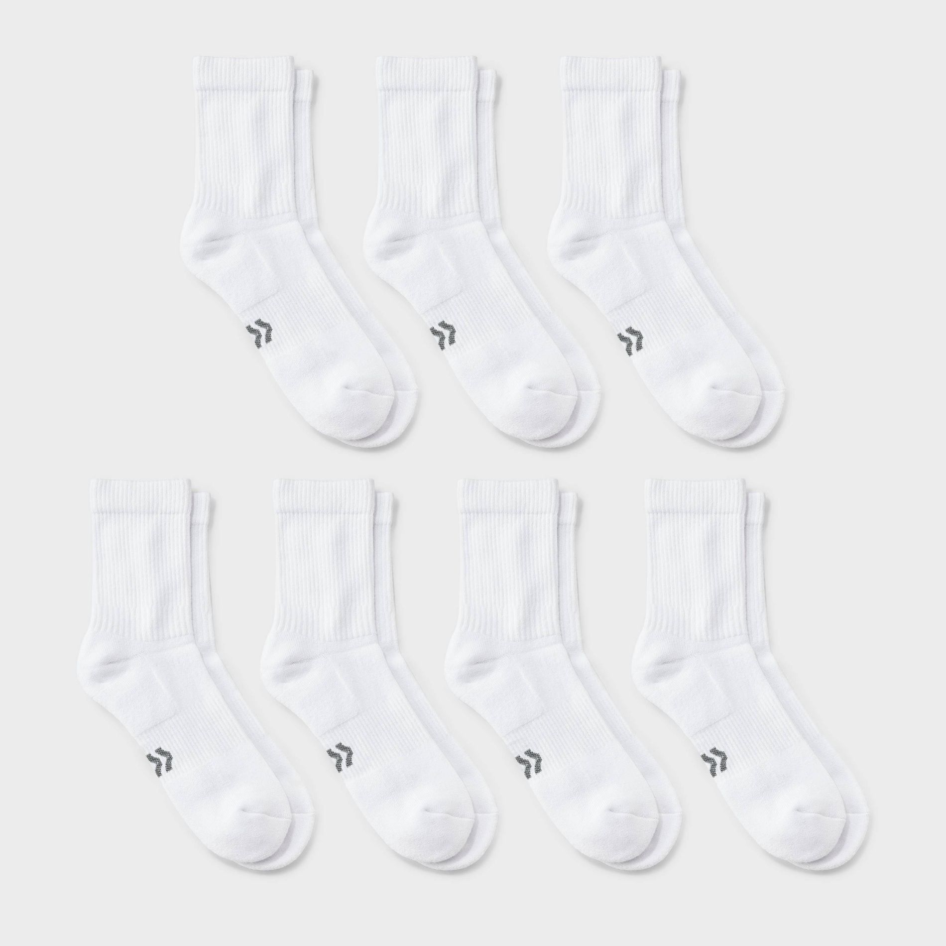 Women's Cushioned 6+1pk Mid Crew Athletic Socks - All In Motion™ White - 4-10