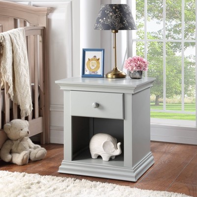 Gray 1-Drawer Nightstand with Bottom Shelf