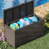 Outdoor Garden Deck Box, PE Rattan Wicker Patio Large Storage Box with Handles and Wheels, 110 Gallon, for Patio Furniture, Garden Tools - 4 of 4