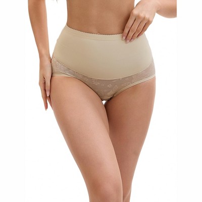 INSPIRE CHIC Women's High Waisted Floral Pattern Pants Tummy Control Butt Lifter Lace Shapewear Control Briefs