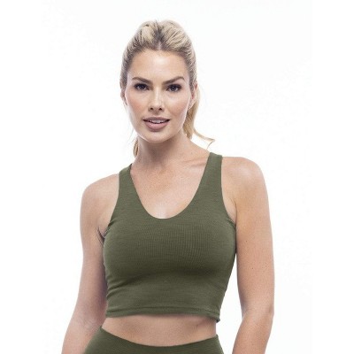 Rib V-Neck Cropped Tank - LEZAT
