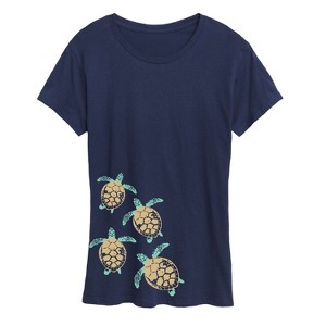 Women's - Instant Message - Baby Turtle Trail Bottom Side Hit Short Sleeve Graphic T-Shirt - 1 of 4
