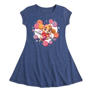 Girls' - Paw Patrol - Skye Conversation Hearts Fit & Flair Cap Sleeve Dress - 1 of 4