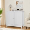 Lirago White Double Door Sideboard Cabinet Mid Century Modern Buffet Storage Cabinet for Kitchen Living Room Bathroom - 2 of 4