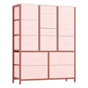 15 Drawers Dressers, Chest of Drawers with Wood Tabletop, Metal Frame, Storage Organizer Unit with Fabric, Tall Dressers for Bedroom Living Room - 1 of 4