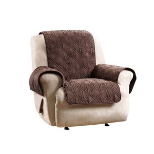 Microfiber Non Slip Recliner Furniture Cover Chocolate - Sure Fit: Polyester Protector, Indoor Use, Machine Washable - 1 of 3