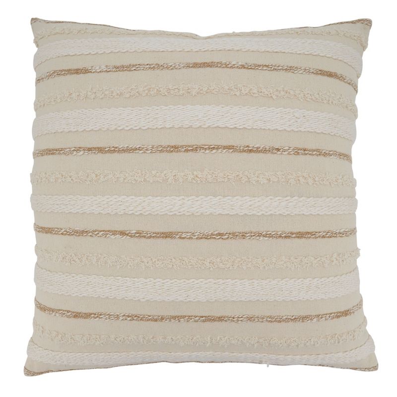 Saro Lifestyle Poly-Filled Woven Stripe Design Throw Pillow, Natural, 1 of 3