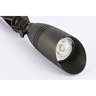 Dark Bronze Cast Brass Outdoor Spot Light with Convex Glass Shade