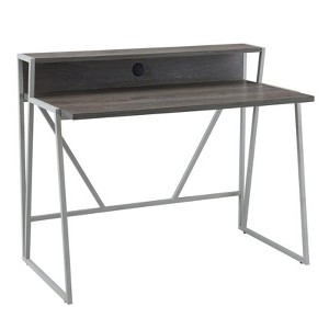 Fletcher 44"L x 23.75" Writing Desk in Weathered Wood/Nickel - Leick Furniture - 1 of 4