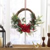 Maggift Wreaths, Vibrant Red Poinsettia Wreath, Embrace the Holiday Spirit, Green, 23.5"*23.5"*5.5" - 2 of 4