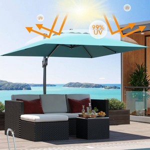 GustoWave 10x10Ft Offset Patio Umbrella with Base for Pool, Deck - 1 of 4