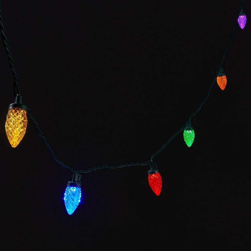 80ct LED C9 Faceted Christmas String Lights Multicolor with Green Wire - Wondershop