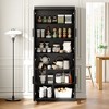 Wooakway 72"H Kitchen Pantry Cabinet with Glass Door and Rattan Door, Storage Shelves, Black - 2 of 4