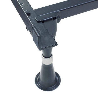 Adjustable Black Metal Twin/Full Bed Frame with Glides