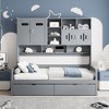 TIRAMISUBEST Twin/Full Size Daybed With 2 Storage Drawers and All-in-One Cabinet, Wooden Daybed Frame Sofa Bed with Open Storage Shelves - 2 of 4