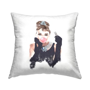 Stupell Industries Aubrey Bubblegum Bubble Famous Fashion Icon Portrait Printed Pillow, 18 x 18 - 1 of 3