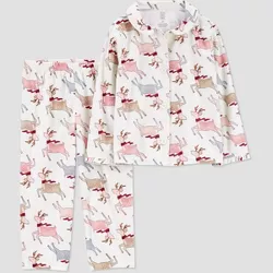 Carter's Just One You® Toddler Girls' Reindeer Coat Pajama Set - White