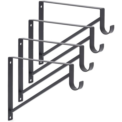 Okuna Outpost 4 Pack Metal Closet Rod Brackets (Black, 12.5 x 1 x 9.5 in)