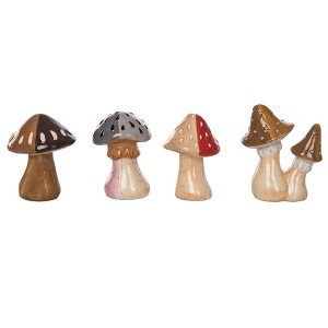 Transpac Ceramic Mushroom Figurines Set of 4 Home Decorations Spring - 1 of 1