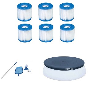Intex Type H Replacemant Filter Cartridge (6), Cleaning Kit & 10ft Pool Cover - 1 of 4