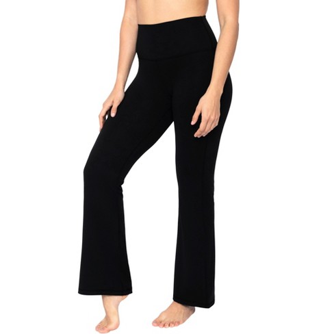 90 Degree By Reflex Womens Wonderlink Hudson High Elastic Free Waist Flared  Leg Pant - Black - Small