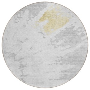 Silver Gray And Ivory Abstract Washable Indoor Outdoor Area Rug - 1 of 4