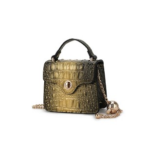 MKF Collection Luxe Croc-Embossed Mini Satchel Bag with Gold Chain Strap, Vegan Leather by Mia K - 1 of 4