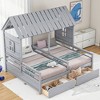 PAGED Modern Wooden Platform Bed, Twin Size Bed Frame with 2 Drawers, House Shaped Double Bed for Boy and Girl, No Box Spring Needed - 2 of 4