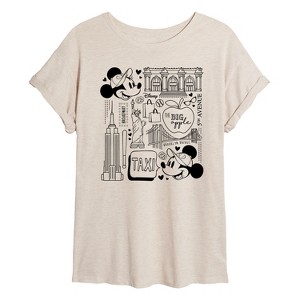 Women's - Disney - Minnie Mickey NY Taxi Oversized Graphic T-Shirt - 1 of 4