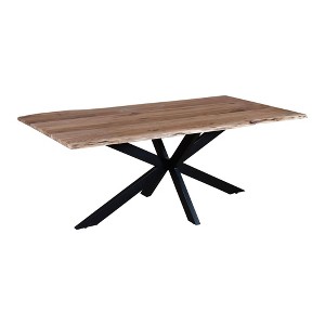 The Urban Port 79" Rectangular Live Edge Top Mango Wood Dining Table Crossed Legs Brown/Black - 1 of 4