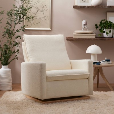 Chantilly Fleece Pillowback Glider with Light Wood Base
