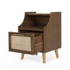 Boyes Contemporary End Table with Hutch: Rattan Accents, Splayed Legs - Christopher Knight Home - 3 of 4