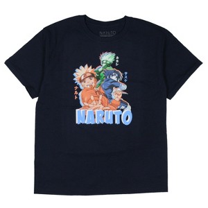 Seven Times Six Naruto Shippuden Boys' Anime Sasuke Kakashi Raised Print Kids T-Shirt Tee Blue - 1 of 3