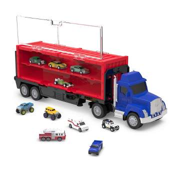 DRIVEN by Battat Pocket Car Carrier Truck with 10 Cars