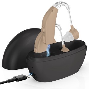 MEDca Pair Rechargeable Digital Hearing Aids BTE Sound Amplifier Device with Noise Reduction Fit for Adults and Seniors, All Day Battery Life - 1 of 4