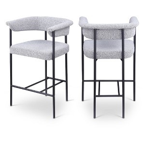 Meridian Furniture,Malin Grey Boucle Fabric Counter Stool, Set of 2 - 1 of 4
