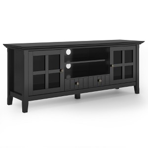 60" Wood TV Media Stand with Cord Management, Tempered Glass Doors and Bottom Drawers for Living Room and Bedroom - 1 of 4