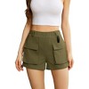 Trendy High Waist Cargo Shorts for Women - Summer Casual Elastic Waist Shorts with Pockets - 2 of 4