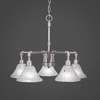 Toltec Lighting Vintage 5 - Light Chandelier in  Aged Silver with 7" Frosted Crystal Shade