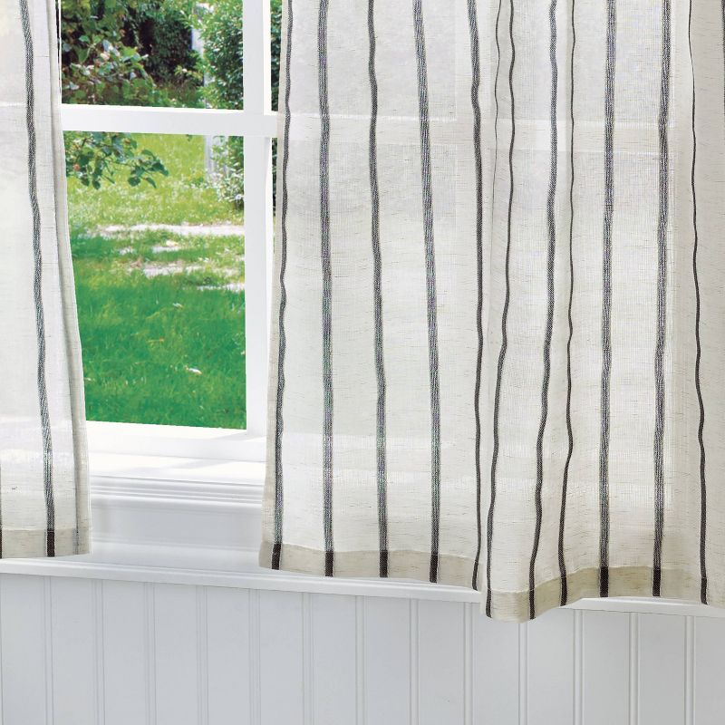 56"x36" Sheer Laguna Striped Window Valance and Curtain Set - Martha Stewart, 4 of 8