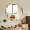 SEVOBAL Wall Mirror Wave Wood Frame Round Mirrors for Wall HD Reflection Large Mirror Big Mirror Bedroom Bathroom Entryway, Beige, 41.7"*41.7"*1.18" - 4 of 4