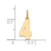 Black Bow Jewelry 14k Yellow Gold, Athletic Collection, Small Polished Number 4 Pendant - 4 of 4