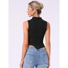 INSPIRE CHIC Women's Glitter Mock Neck Sleeveless Asymmetrical Hem Club Party Tops - 3 of 4