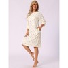 INSPIRE CHIC Women's Front Button 3/4 Sleeve Crew Neck Sleepdress with Pockets - 2 of 4